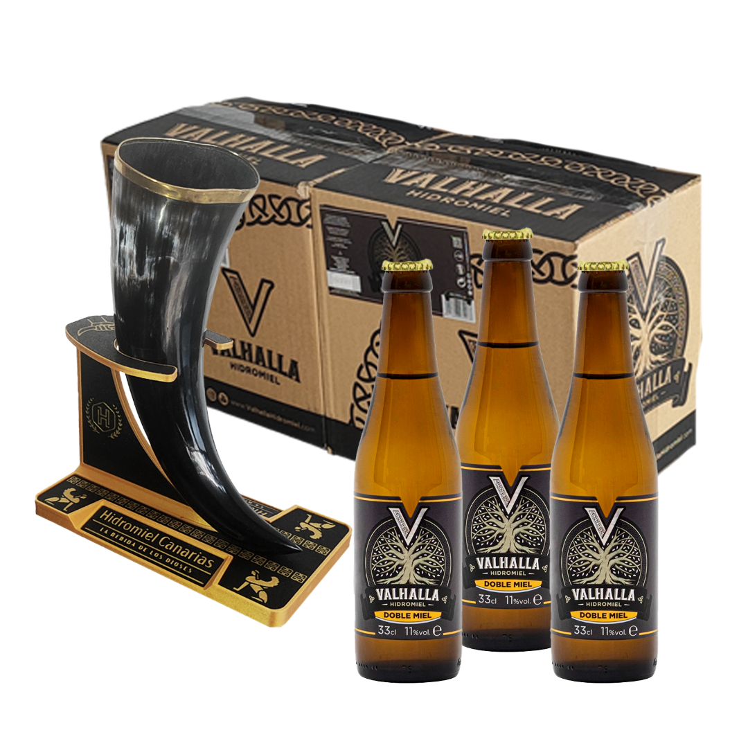 Pack Doble Miel - Cuerno Vikingo y 2 cajas de Doble Miel 33 CL